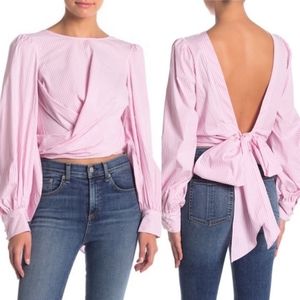 NWT Wayf Pink and White Tie Back Shirt